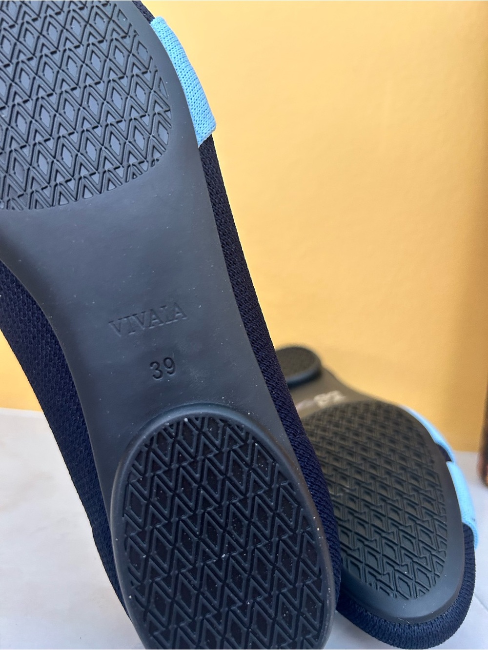 VIVAIA Aria 5° Pointed Toe Knit Ballet Flats Navy Blue Bow Size EU 39 8- 8.5 - Picture 10 of 10